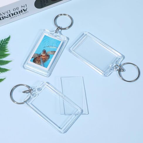 100 PCS Clear Acrylic Photo Keychain, Photo Insert Keychain, DIY Personalized Picture Frame Keyrings with Split Rings, 1.4 x 2.4 Inches in Saudi Arabia