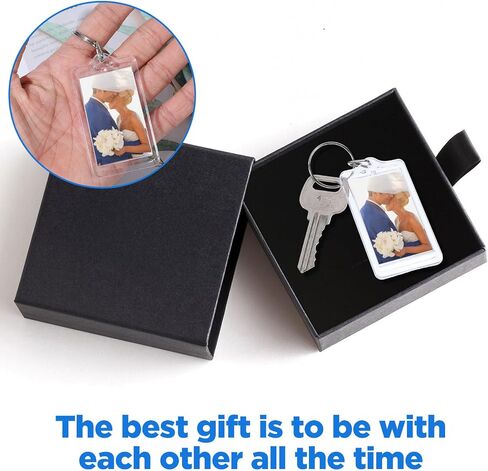 100 PCS Clear Acrylic Photo Keychain, Photo Insert Keychain, DIY Personalized Picture Frame Keyrings with Split Rings, 1.4 x 2.4 Inches in Saudi Arabia