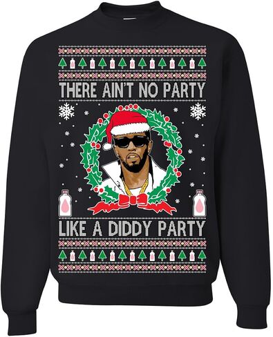 Wild Bobby I Saw Diddy Kissing Santa Claus Funny Viral Music Meme Ugly Christmas Sweater Crewneck Sweatshirt in Saudi Arabia