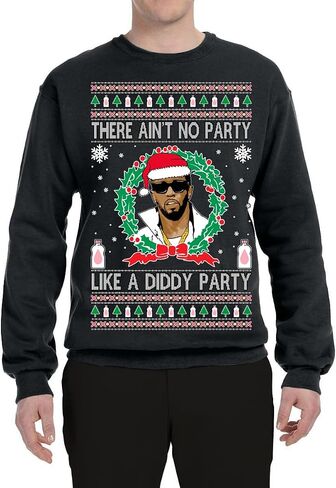 Wild Bobby I Saw Diddy Kissing Santa Claus Funny Viral Music Meme Ugly Christmas Sweater Crewneck Sweatshirt in Saudi Arabia