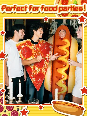 Ramede 3 Pcs Adult Hot Dog Costumes Halloween Hamburger Costume Pizza Party Costume for Women Men Fast Food Party Supplies in Saudi Arabia