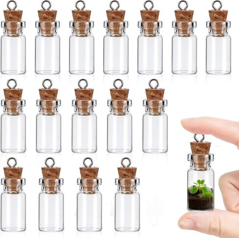 16 Pcs Mini Glass Bottles with Cork Stoppers - 1.5ml Small Empty Containers, Tiny Glass Jars with Lids, Spell Jars Wishing Bottles Message Glass Bottles for DIY Crafts Halloween Chrismas Decoration in Saudi Arabia