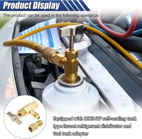 R134a A/C Refrigerant Can Tap, Puncture Style Valve Bottle Opener with 1/4" SAE Female to 1/2" Male Adapter, R134a Refrigerant Recharge Dispenser Kit for Refilling Auto AC System in Saudi Arabia