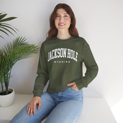 Jackson Hole Wyoming Adult Unisex Crewneck Sweatshirt in Saudi Arabia