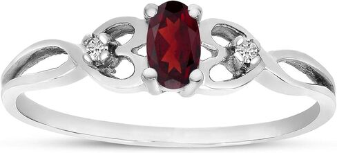 10k White Gold Oval Garnet And Diamond Ring in Saudi Arabia