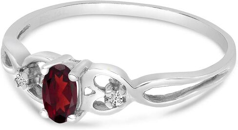10k White Gold Oval Garnet And Diamond Ring in Saudi Arabia
