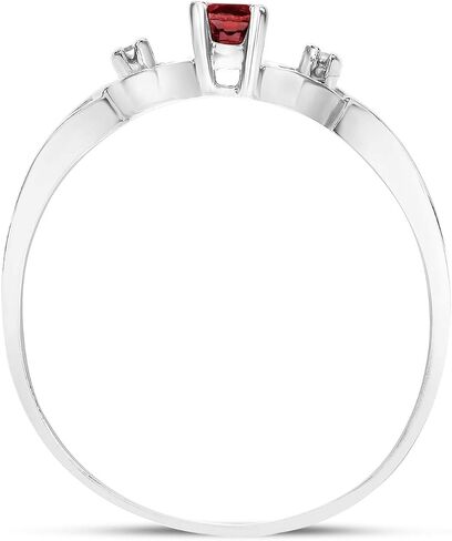 10k White Gold Oval Garnet And Diamond Ring in Saudi Arabia