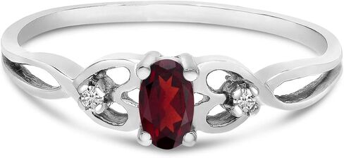 10k White Gold Oval Garnet And Diamond Ring in Saudi Arabia