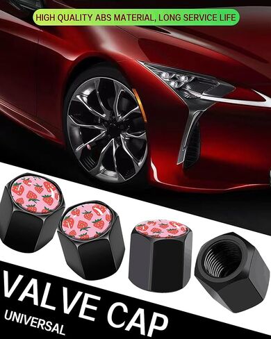 Tire Valve Stem Caps 4 Pack, Car Wheel Stem Caps,Aluminum Air Valve Covers Universal Fit for Cars, SUVs,Trucks, Bikes, and Motorcycles(Black Leopard) in Kuwait