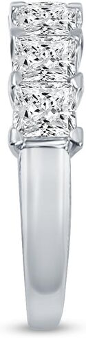 Solid 14k White Gold 5mm Princess Cut Five Stone with Side Accents Anniversary Ring Wedding Band CZ Cubic Zirconia 2.0cttw. in Saudi Arabia