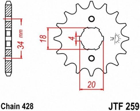 JT Sprockets JTF259.16 16T ضرس أمامي فولاذي، أسود in Saudi Arabia