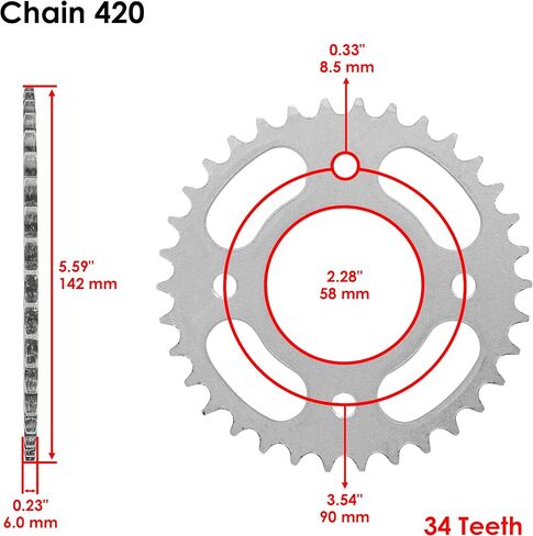 Caltric Front Rear Drive Chain Sprockets Compatible with Honda Grom 125 2014-2020 / Grom 125 ABS 2018-2020 in Saudi Arabia