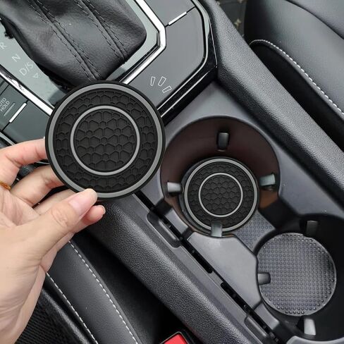 Car Cup Coaster Universal Automotive Waterproof Non-Slip Cup Holders Sift-Proof Spill Holder Car Interior Accessories 4 Pack Black & Blue in Kuwait