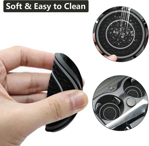 Car Cup Coaster Universal Automotive Waterproof Non-Slip Cup Holders Sift-Proof Spill Holder Car Interior Accessories 4 Pack Black & Blue in Kuwait