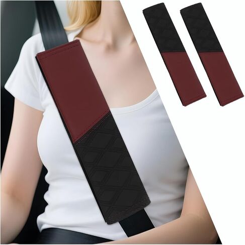 Car Seat Belt Cover, Soft Comfortable Wear-Resistant Leather Vehicle Seatbelt Strap Shoulder Cushion, Automotive Interior Neck Protection Mat Pad, Universal Fit (Grey/Black) in Saudi Arabia