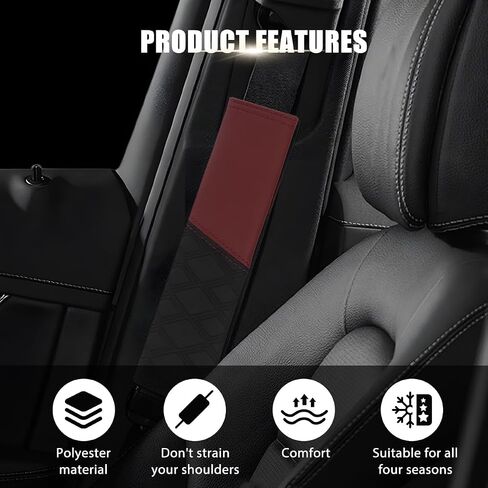 Car Seat Belt Cover, Soft Comfortable Wear-Resistant Leather Vehicle Seatbelt Strap Shoulder Cushion, Automotive Interior Neck Protection Mat Pad, Universal Fit (Grey/Black) in Saudi Arabia