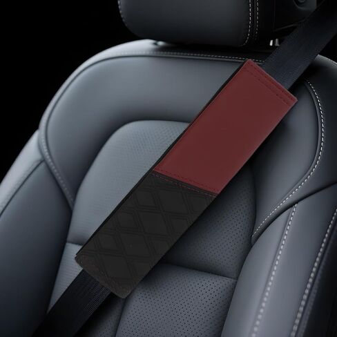 Car Seat Belt Cover, Soft Comfortable Wear-Resistant Leather Vehicle Seatbelt Strap Shoulder Cushion, Automotive Interior Neck Protection Mat Pad, Universal Fit (Grey/Black) in Saudi Arabia