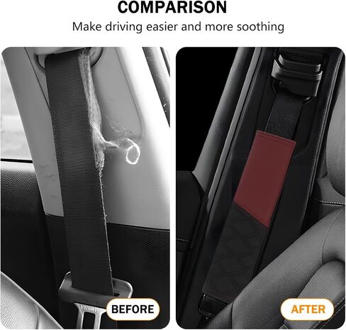 Car Seat Belt Cover, Soft Comfortable Wear-Resistant Leather Vehicle Seatbelt Strap Shoulder Cushion, Automotive Interior Neck Protection Mat Pad, Universal Fit (Grey/Black) in Saudi Arabia