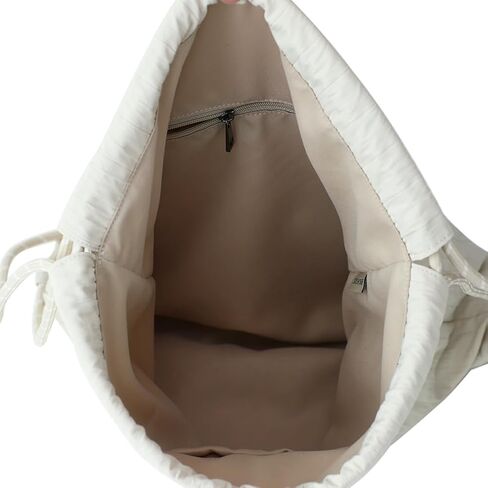 Beige Plaid Drawstring Backpack - Lightweight Cinch Sackpack for Women, Boho Original Design, Perfect for Gym, Travel, Beach & Outdoor Sports in Saudi Arabia