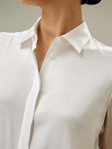 قميص LilySilk للسيدات من الحرير الخالص، بلوزة حريرية للسيدات بأكمام شفافة شفافة وجسم رئيسي ذو لمسة نهائية ناعمة in Kuwait