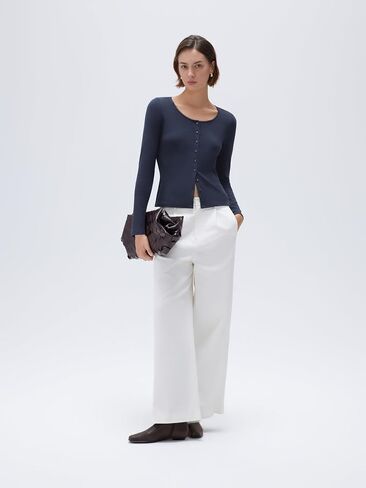 SUUKSESS Women Cotton Ribbed Long Sleeve Tops Button Down Crew Neck Lace Line Going Out Fitted Shirts in Saudi Arabia