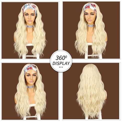 SAPPHIREWIGS شعر مستعار بعصابة رأس مموجة باللون الأسود مع البنفسجي بدون لاصق بدون دانتيل أمامي شعر مستعار اصطناعي للنساء للارتداء والذهاب نصف شعر مستعار للاستخدام اليومي 26 بوصة in Kuwait