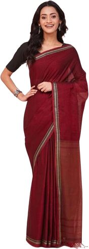 ساري نسائي من القطن الهندي ذو النول اليدوي Khadi العرقي مع شرابات قطعة بلوزة غير مخيطة لملابس المهرجانات in Kuwait