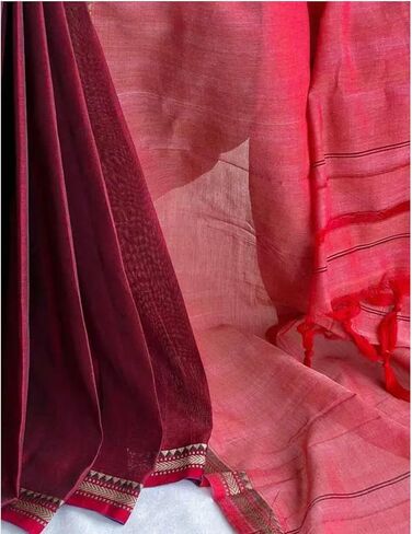 ساري نسائي من القطن الهندي ذو النول اليدوي Khadi العرقي مع شرابات قطعة بلوزة غير مخيطة لملابس المهرجانات in Kuwait