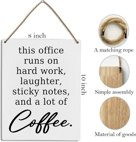 Office Wall Decor, Office Well Decor for Work, This Office Runs On Hard Work Wood Hanging Sign, Motivational Wall Decor, Office Inspirational Wooden Slogan Hanging Sign 8x10 Inch in Kuwait
