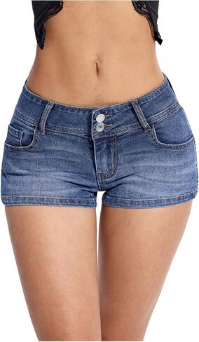 Verdusa Women's Low Rise Jean Shorts Bottoms Streetwear Stretchy Y2k Denim Jorts in Saudi Arabia