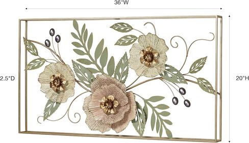 Touch of Class Forever Blooms Openwork Floral Wall Art - Framed - Metal - Painted by Hand Pink Pastel, Cream Blossoms, Metallic Hues - Fluted Flower Petals - Alcohol Ink Fluid Painting in Saudi Arabia