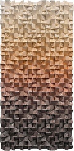 LIUZEYUE - 3D wooden block painting gradient coffee white art background wall wooden block abstract geometric wall decoration living room/bedroom/office modern minimalist style decoration Diameter 23.6" in Saudi Arabia