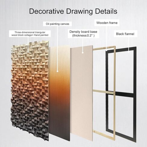 LIUZEYUE - 3D wooden block painting gradient coffee white art background wall wooden block abstract geometric wall decoration living room/bedroom/office modern minimalist style decoration Diameter 23.6" in Saudi Arabia