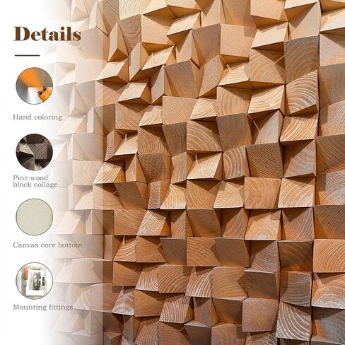 LIUZEYUE - 3D wooden block painting gradient coffee white art background wall wooden block abstract geometric wall decoration living room/bedroom/office modern minimalist style decoration Diameter 23.6" in Saudi Arabia