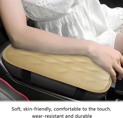 Car Center Console Cover, PU Leather Waterproof Vehicle Armrest Seat Box Cover Cushion Pad, Non Slip Soft Automotive Middle Console Protector, Universal for SUV RV Truck (Black) in Saudi Arabia