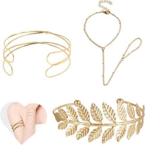 3 Pcs Arm Cuff for Women, Open Arm Bracelet, Upper Arm Gold Arm Cuff Set, Arm Bands Jewelry Adjustable Simple Coil Armband in Saudi Arabia