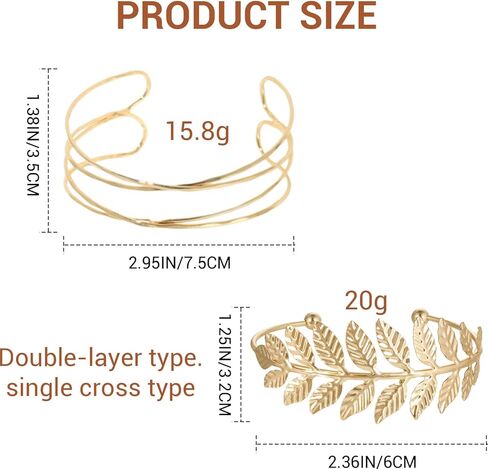 3 Pcs Arm Cuff for Women, Open Arm Bracelet, Upper Arm Gold Arm Cuff Set, Arm Bands Jewelry Adjustable Simple Coil Armband in Saudi Arabia