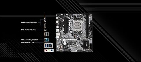 معالجات سلسلة ASRock B650M PG Lightning AMD AM5 Ryzen™ 8000 و7000 DDR5 7200+ ميجا هرتز (OC) 256 ميجا بايت AMI UEFI BIOS القانوني مع دعم واجهة المستخدم الرسومية HDMI وDisplayPort in Kuwait