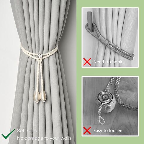 2 Pack Rope Curtain Tiebacks Holdbacks Elegant Decorative Tie Backs for Outdoor Bedroom Drapes Decoration Window Treatment in Saudi Arabia