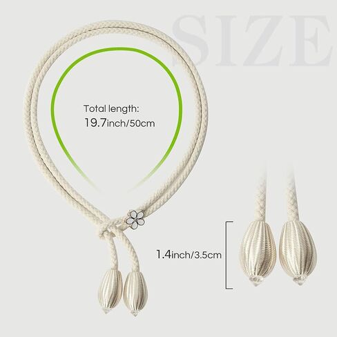 2 Pack Rope Curtain Tiebacks Holdbacks Elegant Decorative Tie Backs for Outdoor Bedroom Drapes Decoration Window Treatment in Saudi Arabia