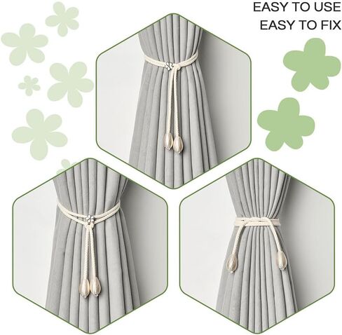 2 Pack Rope Curtain Tiebacks Holdbacks Elegant Decorative Tie Backs for Outdoor Bedroom Drapes Decoration Window Treatment in Saudi Arabia
