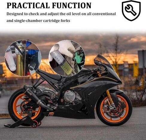 أداة مستوى زيت شوكة الدراجة النارية، مجموعة زيت شوكة الدراجة النارية عالية الدقة لإضافة أو إزالة الزيوت، مجموعة أدوات شوك الدراجات النارية الاحترافية مع حقنة 60 مل، حلقة قابلة للتعديل، خرطوم، مشابك in Kuwait
