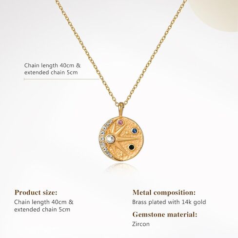 Cicy Bell 18k Gold Plated Necklace for Women Princess Cubic Zirconia Dainty Pendant Necklace Trend Jewelry Gift, 17.7" + 1.9" Extender in Kuwait