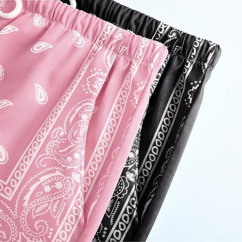 شورت رجالي مكون من قطعتين من الشورتات ذات طباعة بيزلي برباط الخصر بوهو ترايبال صيفي باندانا مع جيوب in Kuwait