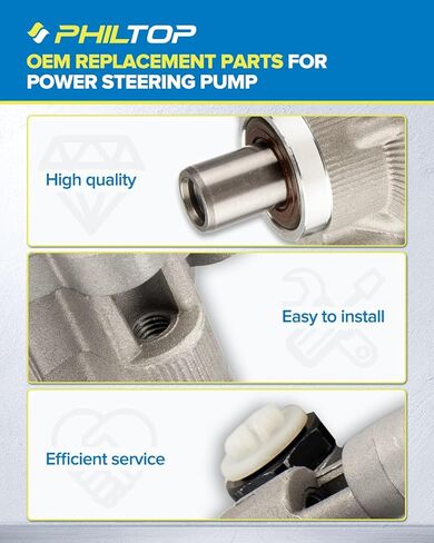 PHILTOP 20-374 Power Steering Pump Fit For 2008-2011 Crown Victoria; Grand Marquis; Town Car, Power Steering Pump with Pulley in Saudi Arabia