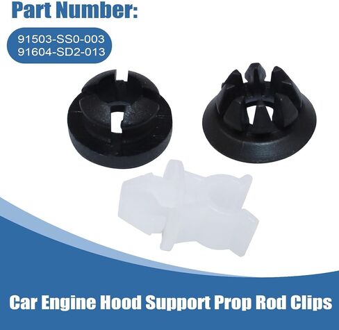 3Pcs Car Hood Support Prop Rod Holder Clips,Hood Rod Grommet Clips 91503-SS0-003 91604-SD2-013 Compatible with Honda Accord Odyssey Prelude Fit Base Sport Trim S2000 2007-2015 in Saudi Arabia