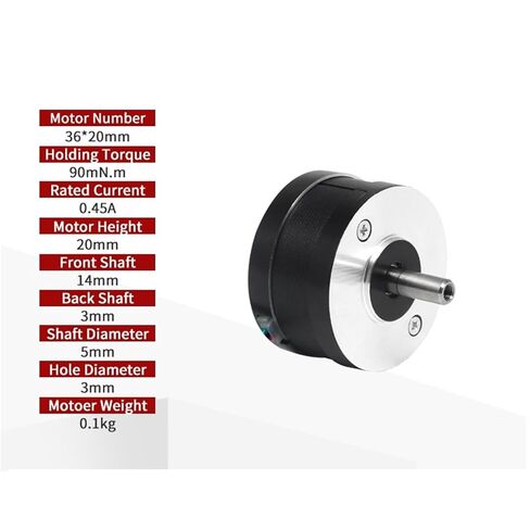 4-Wire NEMA15 Round Thin Stepping Motor 0.45A Body Length 20/22mm Step Angle 1.8° Double Hollow Shaft 90mN.m 1Pcs(36X20mm Nema15) in Kuwait
