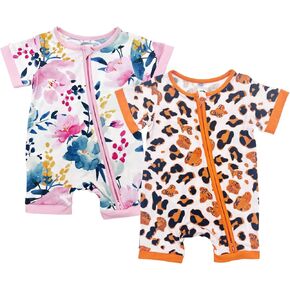 Bow Dream Baby Girl Romper 2 pack Bamboo Rayon Baby Clothes Short Sleeve Jumper Baby Girls’s One-Piece Rompers Summer in Kuwait
