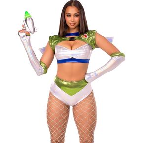 Leg Avenue Intergalactic Ranger Costume, Includes Holographic Crop Top, Wing Harness, Bottoms, and Fingerless Gloves in Saudi Arabia