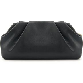 Clutch Purses for Women, Chic Pleated PU Black and Gold Purse with Detachable Chain and Sparkle Hard Shell, Roomy Evening Bag in Saudi Arabia